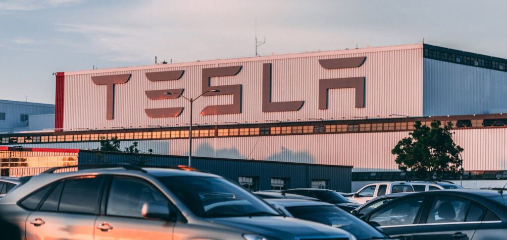 Stock photo TESLA building Tesla cars have begun to map potholes reflecting the real world